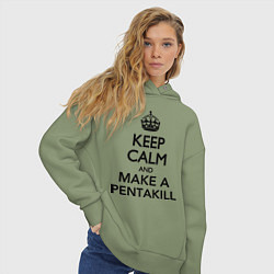 Толстовка оверсайз женская Keep Calm & Make A Pentakill, цвет: авокадо — фото 2