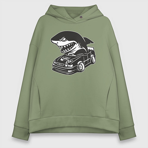 Женское худи оверсайз Акула на Тойоте / Авокадо – фото 1
