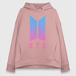 Толстовка оверсайз женская BTS: Neon V, цвет: пыльно-розовый