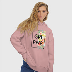 Толстовка оверсайз женская GRL PWR, цвет: пыльно-розовый — фото 2