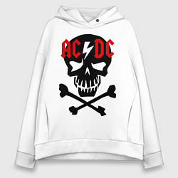 Толстовка оверсайз женская AC/DC Skull, цвет: белый