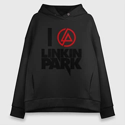 Толстовка оверсайз женская I love Linkin Park, цвет: черный