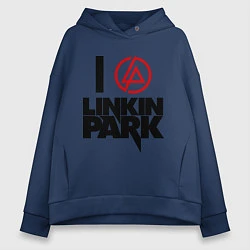 Толстовка оверсайз женская I love Linkin Park, цвет: тёмно-синий