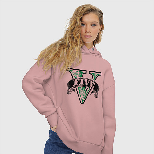 Женское худи оверсайз GTA V: Logo / Пыльно-розовый – фото 3