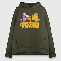 Толстовка оверсайз женская Adventure time, цвет: хаки