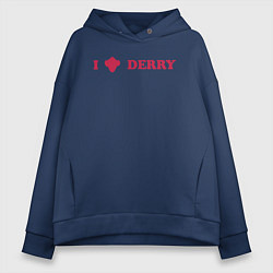 Толстовка оверсайз женская I love Derry, цвет: тёмно-синий