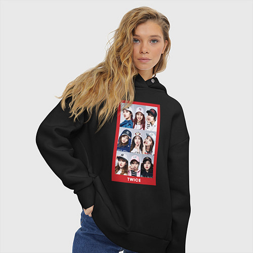 Женское худи оверсайз TWICE / Черный – фото 3