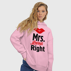 Толстовка оверсайз женская Mrs. always right, цвет: светло-розовый — фото 2