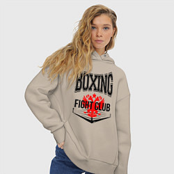 Толстовка оверсайз женская Boxing fight club Russia, цвет: миндальный — фото 2