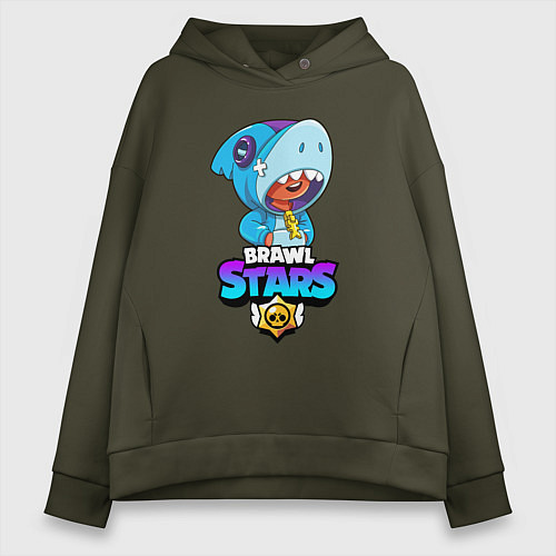 Женское худи оверсайз BRAWL STARS LEON SHARK / Хаки – фото 1