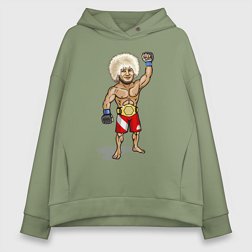 Женское худи оверсайз Хабиб Нурмагомедов / Авокадо – фото 1