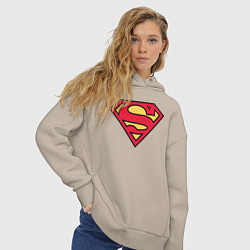 Толстовка оверсайз женская Superman logo, цвет: миндальный — фото 2