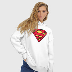 Толстовка оверсайз женская Superman logo цвета белый — фото 2