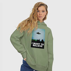 Толстовка оверсайз женская I WANT TO BELIEVE, цвет: авокадо — фото 2