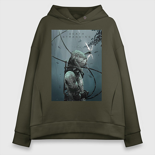 Женское худи оверсайз Death Stranding / Хаки – фото 1