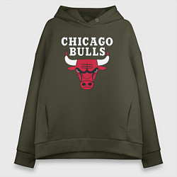 Толстовка оверсайз женская CHICAGO BULLS, цвет: хаки