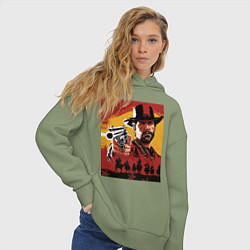 Толстовка оверсайз женская Red dead redemption 2, цвет: авокадо — фото 2