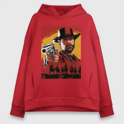 Толстовка оверсайз женская Red dead redemption 2, цвет: красный