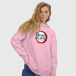 Толстовка оверсайз женская KIMETSU NO YAIBA, цвет: светло-розовый — фото 2