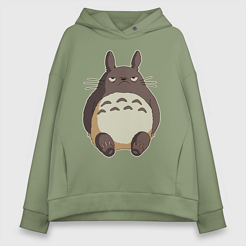 Женское худи оверсайз Грустный Тоторо / Авокадо – фото 1