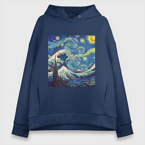 Женское худи оверсайз Звездная ночь / Тёмно-синий – фото 1
