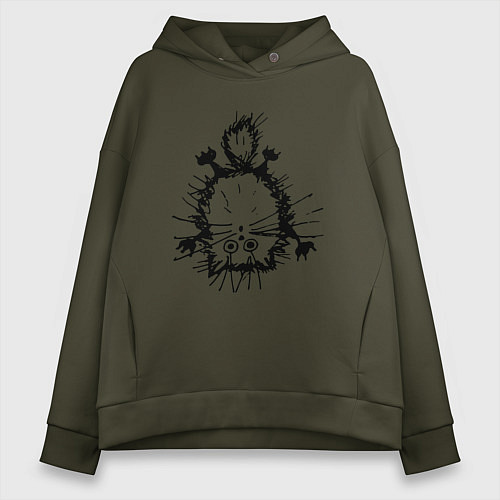 Женское худи оверсайз Котик / Хаки – фото 1