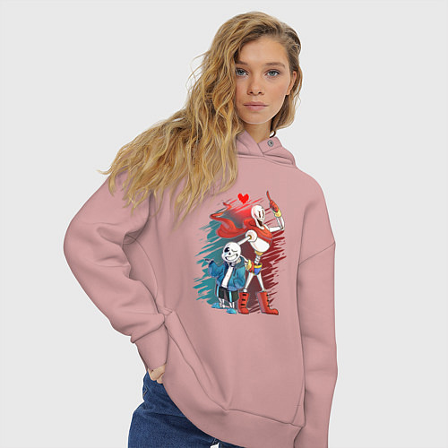 Женское худи оверсайз UNDERTALE / Пыльно-розовый – фото 3