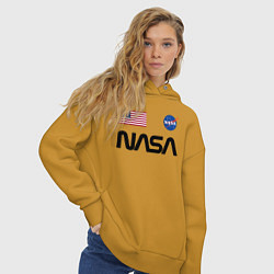 Толстовка оверсайз женская NASA НАСА, цвет: горчичный — фото 2