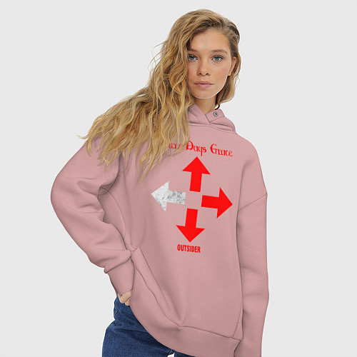 Женское худи оверсайз Three Days Grace / Пыльно-розовый – фото 3