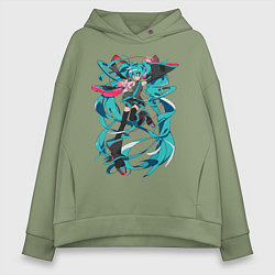 Толстовка оверсайз женская Hatsune Miku Expo, цвет: авокадо