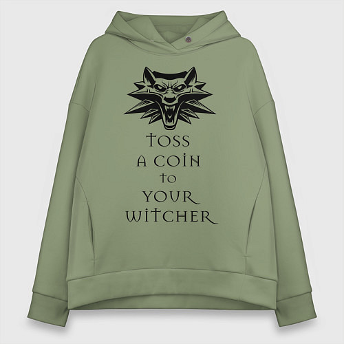 Женское худи оверсайз Toss a coin to your witcher / Авокадо – фото 1