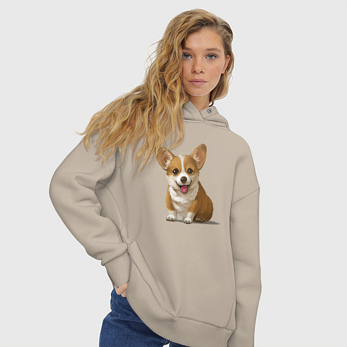 Женское худи оверсайз КОРГИ / Миндальный – фото 3