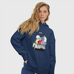 Толстовка оверсайз женская BT21, цвет: тёмно-синий — фото 2