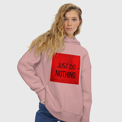 Женское худи оверсайз JUST DO NOTHING / Пыльно-розовый – фото 3