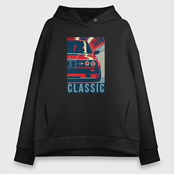 Толстовка оверсайз женская BMW e30 classic, цвет: черный