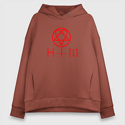 Толстовка оверсайз женская HIM LOGO RED, цвет: кирпичный