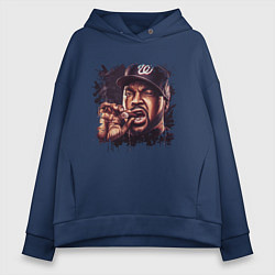Толстовка оверсайз женская Ice Cube, цвет: тёмно-синий