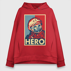 Толстовка оверсайз женская ЮРИЙ ГАГАРИН, цвет: красный