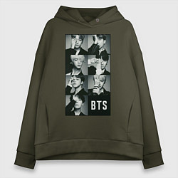 Толстовка оверсайз женская BTS, цвет: хаки