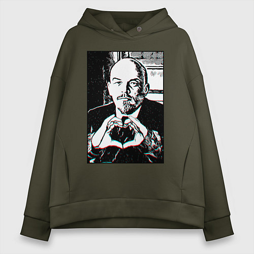 Женское худи оверсайз Ленин Oko / Хаки – фото 1