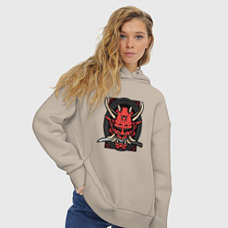 Толстовка оверсайз женская МАСКА РОНИНА, цвет: миндальный — фото 2