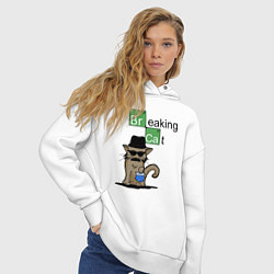 Толстовка оверсайз женская Breaking Cat, цвет: белый — фото 2