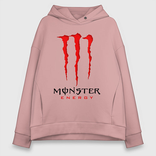 Женское худи оверсайз MONSTER ENERGY / Пыльно-розовый – фото 1