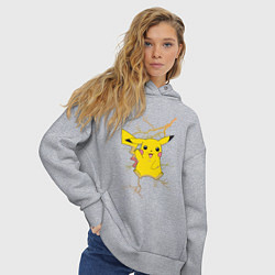 Толстовка оверсайз женская Pikachu, цвет: меланж — фото 2