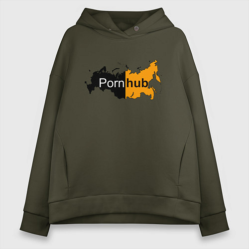Женское худи оверсайз Logo PornHub / Хаки – фото 1