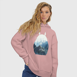 Толстовка оверсайз женская Тоторо, цвет: пыльно-розовый — фото 2