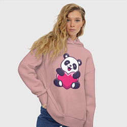 Толстовка оверсайз женская Панда love, цвет: пыльно-розовый — фото 2