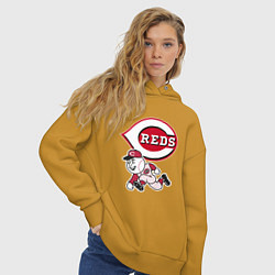 Толстовка оверсайз женская Cincinnati reds - baseball team - talisman, цвет: горчичный — фото 2