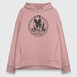 Толстовка оверсайз женская Сибирь Дух России, цвет: пыльно-розовый