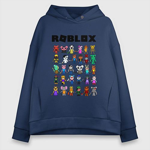 Женское худи оверсайз ROBLOX PIGGY / Тёмно-синий – фото 1
